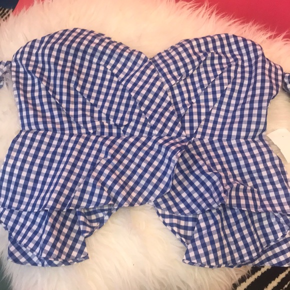 GINGHAM TOP OFF SHOULDER - Picture 2 of 3